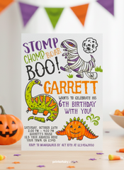 Dinosaurs Halloween Birthday Invitation
