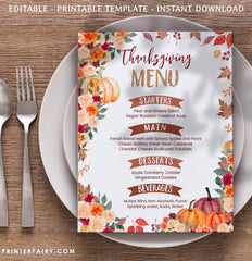 Thanksgiving Dinner Printable Bundle