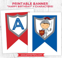 Knight Birthday Banner, Medieval Party Decor (Digital Download)