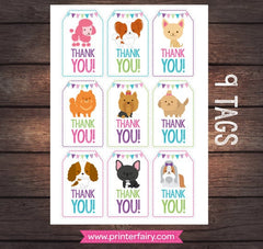 Puppy Adoption Thank You Tags, Dog Birthday Party (Digital Files)