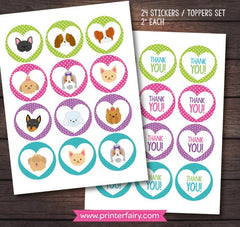 Puppy Adoption Cupcake Toppers, Dog Birthday Party (Digital Files)