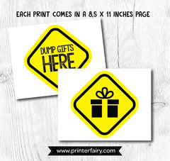 Construction Birthday Party Props, Set of 9 signs (Digital Download)