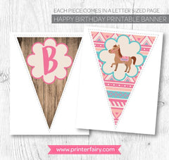 Cowgirl Birthday Party Banner Printable Decorations, Instant Download
