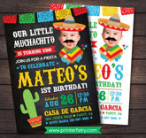 Fiesta First Birthday Invitation, Baby Muchacho, Mexican Theme (Digital Invite)