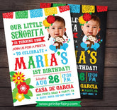 First Fiesta Birthday Invitation, Baby Senorita, Photo Invite (Digital Invite)