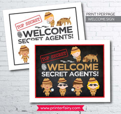 Secret Agent Welcome Sign, Spy Party Decor (Digital File)