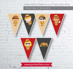 Spy Party Banner, Detective Birthday, Secret Agent Theme (Digital Download)