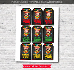 Personalized Fiesta Thank You Tags, Baby Photo, 1st Birthday (Digital)