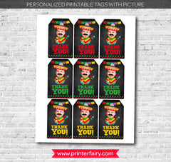Personalized Fiesta Thank You Tags, Baby Photo, 1st Birthday (Digital)