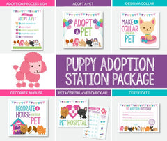 Pet Adoption Station Signs, Puppy Birthday Party Decor (Digital Files)