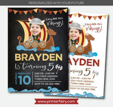 Viking Birthday Invitation with Photo, Personalized Digital Invite