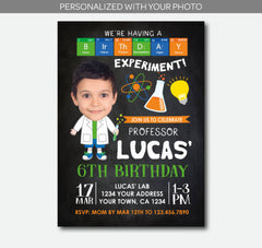 Science Birthday Invitation with Photo (Digital Invitation)