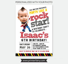 Personalized Rock Star Birthday Invitation with Photo (Digital)