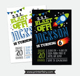 Personalized Rocket Birthday Invitation, Space Party (Digital Invitation)