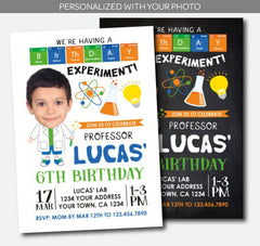 Science Birthday Invitation with Photo (Digital Invitation)