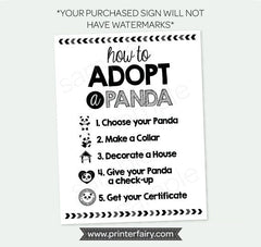 Panda Adoption Party Printables, 7 Signs (Digital Download)
