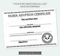 Panda Adoption Party Printables, 7 Signs (Digital Download)