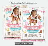 Cowgirl Photo Birthday Invitation, Horse Party (Digital Invite)