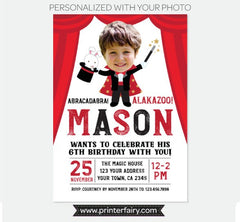 Personalized Magic Show Birthday Invitation with Photo (Digital)