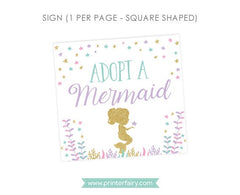 Mermaid Adoption Center Sign and Certificate (Digital Download)