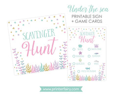 Mermaid Scavenger Hunt Game, Under the Sea Party (Digital Download)