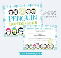 Penguin Adoption Center Sign and Certificate (Digital Files)