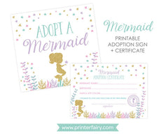 Mermaid Adoption Center Sign and Certificate (Digital Download)