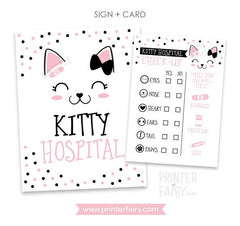 Kitty Adoption Party, Vet Checkup Sign (Instant Download)