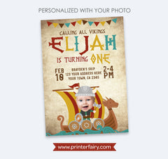 Personalized Viking Birthday Invitation with Photo (Digital)