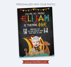 Personalized Viking Birthday Invitation with Photo (Digital)
