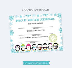 Penguin Adoption Center Sign and Certificate (Digital Files)