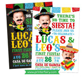 Cinco de Mayo First Birthday Invitation, Twins Fiesta, Photo (Digital Invite)