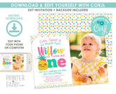 Pineapple First Birthday Invitation with Photo, Luau Party (EDITABLE, Instant Download)