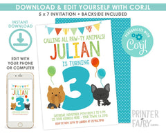 Editable Puppy Birthday Party Invitation (Instant Download)