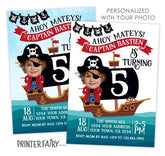 Personalized Pirate Birthday Invitation with Photo (Digital Download)