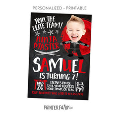 Personalized Ninja Birthday Invitation, Photo Martial Arts Party (Digital)