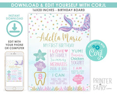 Mermaid Birthday Board, Under the Sea Decorations (Digital Download)