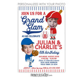 Baseball Siblings Birthday Invitation with Photo (Digital)