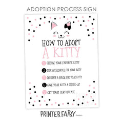 Kitty Adoption Party Bundle, Pink Black White Decor (Digital Download)