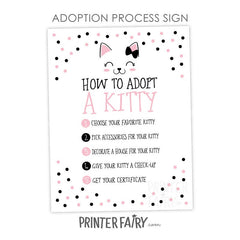 Kitty Adoption Party Bundle, Pink Black White Decor (Digital Download)