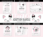 Kitty Adoption Party Bundle, Pink Black White Decor (Digital Download)