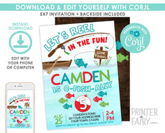 Gone Fishing Birthday Invitation, EDITABLE, Any Age (Digital Invitation)