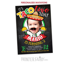 Taco Two-sday Birthday Invitation with Photo (Digital)