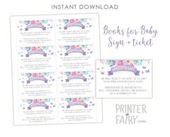 Elephant Books For Baby Sign and Inserts, Baby Shower (Instant Download)