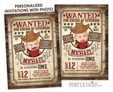 Western Birthday Invitation with Photo, Cowboy Wanted Poster (Digital Invite)