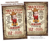 Personalized Wanted Poster Birthday Invitation, Wild West Cowboy (Digital)