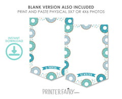 Donut Photo Banner, Editable Birthday Decor (Instant Download)