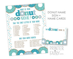 Donut Name Game, Donut Birthday Party (Instant Download)