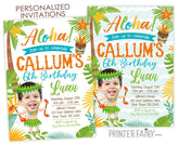 Luau Boy Birthday Photo Invitation, Beach Party (Digital)