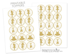 Ballerina Birthday Party Cupcake Toppers, Ballet Stickers (Digital Download)